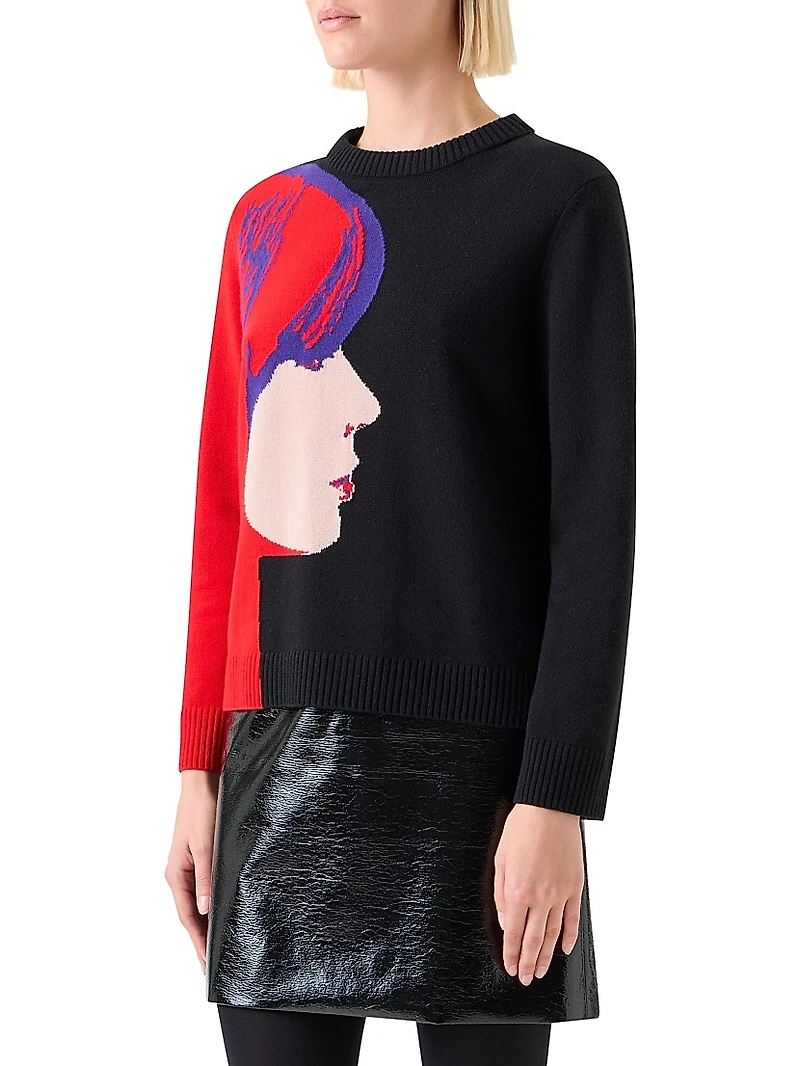 Francoise Hardy Graphic Virgin Wool-Cashmere Sweater