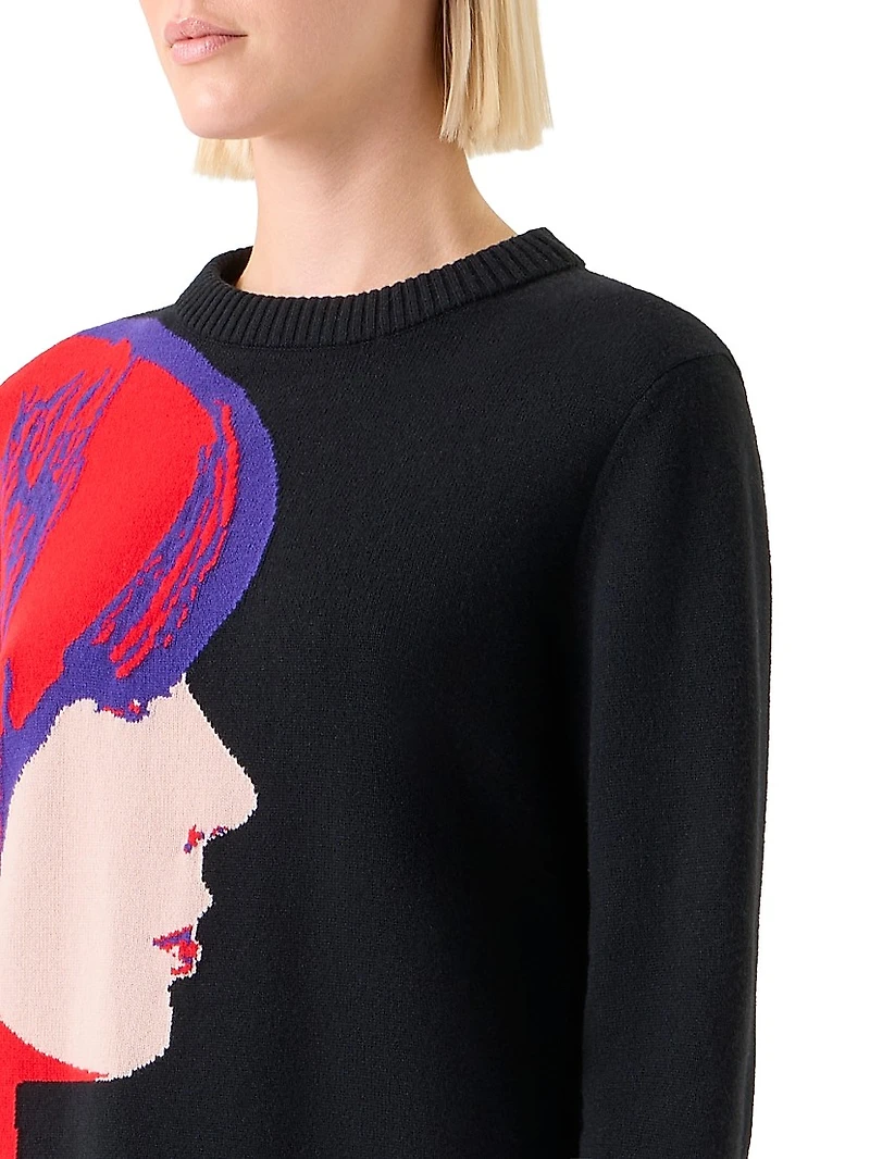 Francoise Hardy Graphic Virgin Wool-Cashmere Sweater
