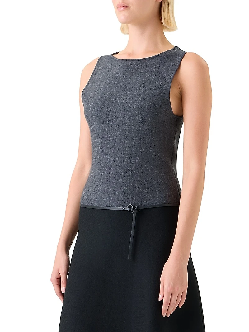 Milano-Knit Sleeveless A-Line Minidress