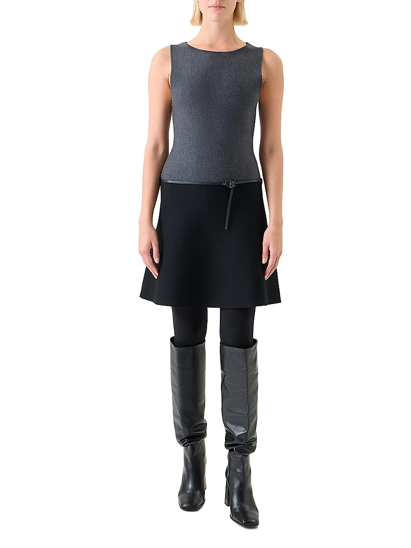 Milano-Knit Sleeveless A-Line Minidress