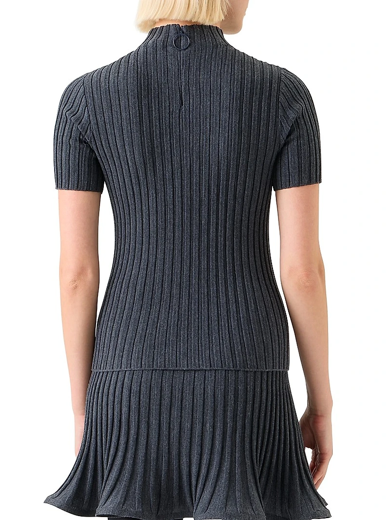 Rib-Knit Wool Sweater