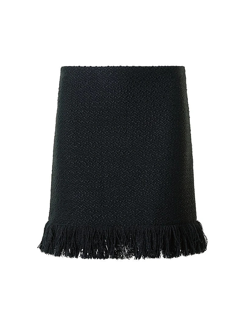 Bouclé Tweed Fringe Miniskirt