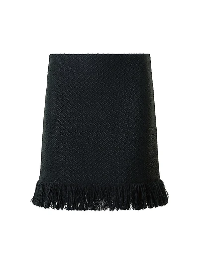 Bouclé Tweed Fringe Miniskirt