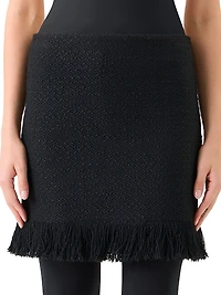 Bouclé Tweed Fringe Miniskirt