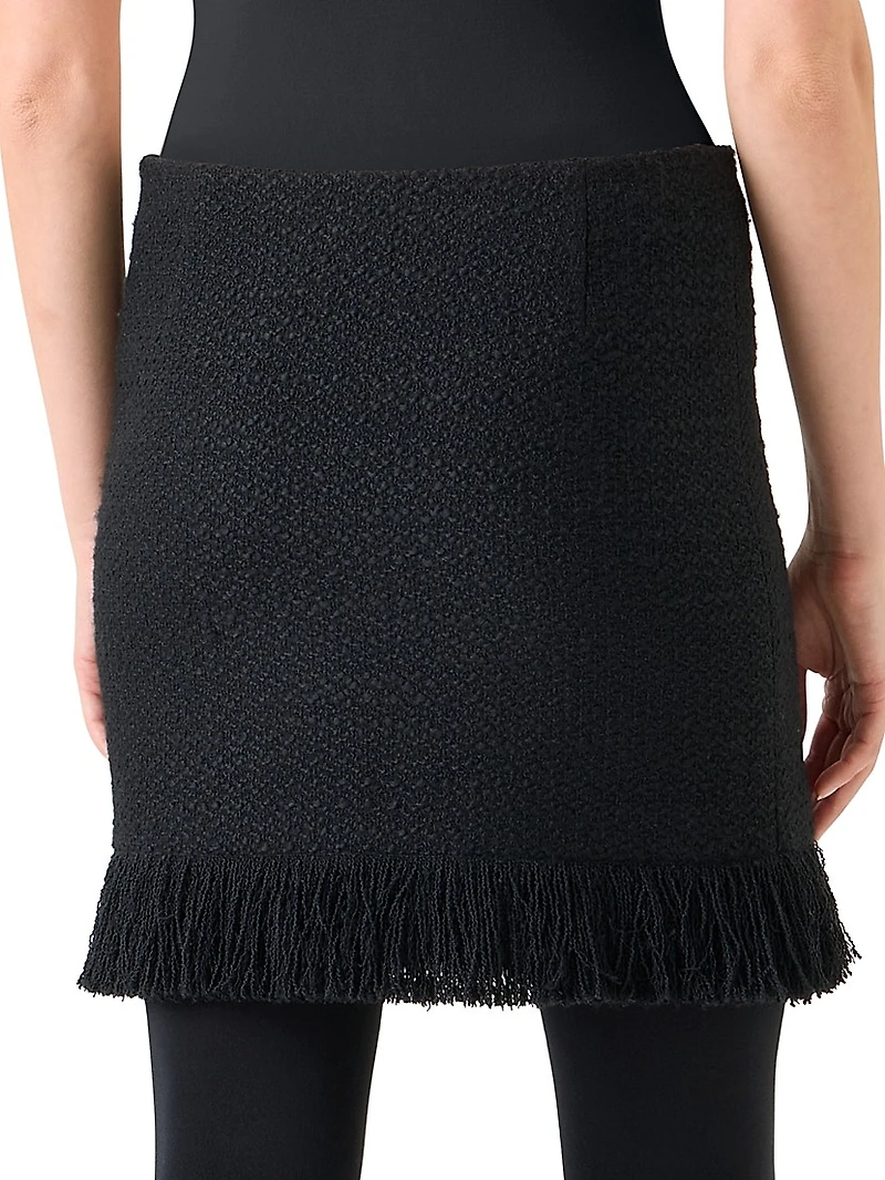 Bouclé Tweed Fringe Miniskirt