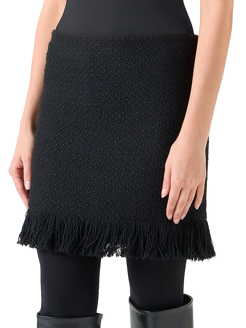 Bouclé Tweed Fringe Miniskirt