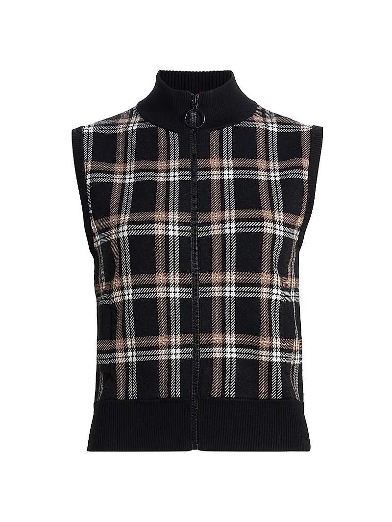 Plaid Jacquard Knit Cardigan
