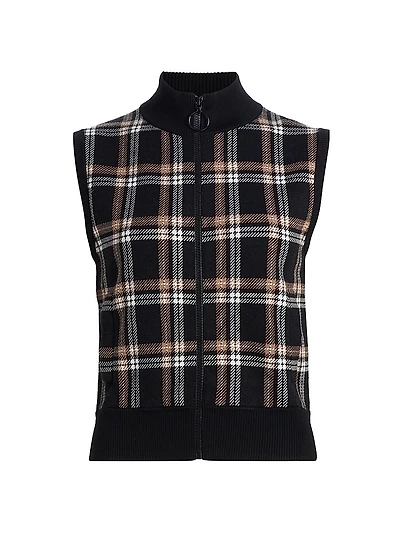 Plaid Jacquard Knit Cardigan