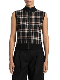 Plaid Jacquard Knit Cardigan