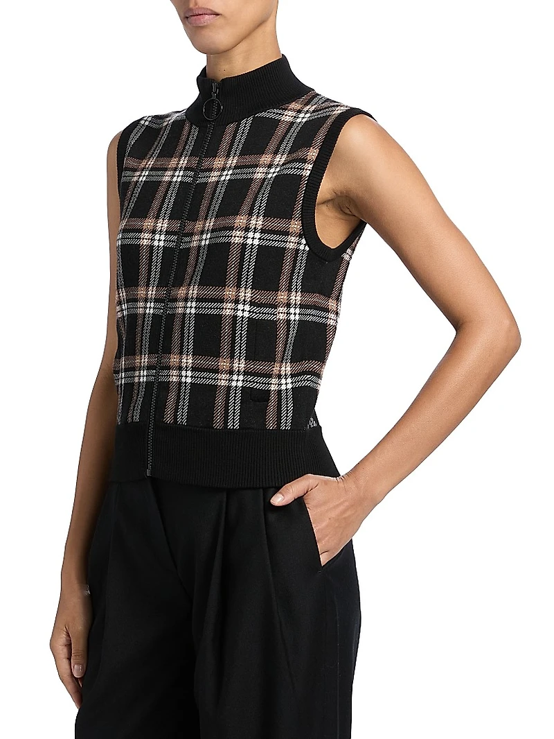 Plaid Jacquard Knit Cardigan