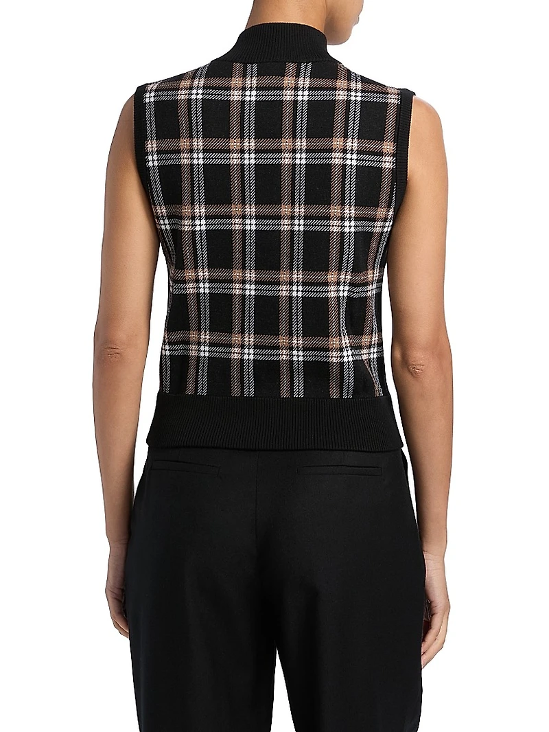 Plaid Jacquard Knit Cardigan