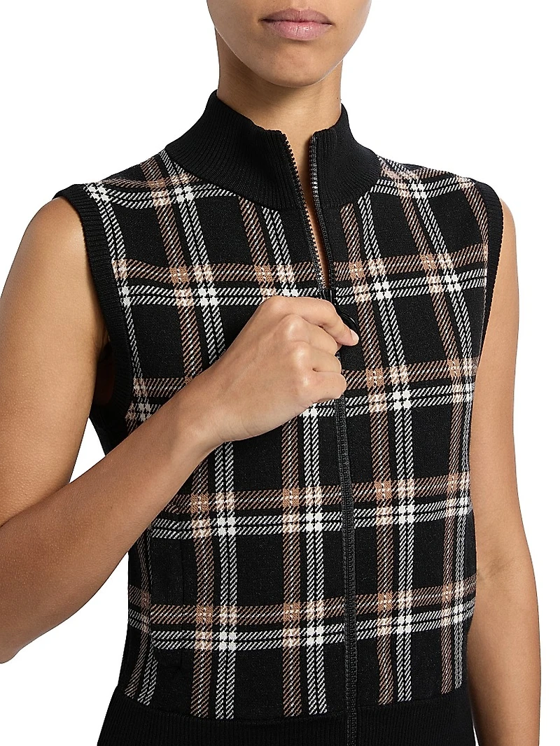 Plaid Jacquard Knit Cardigan