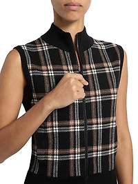Plaid Jacquard Knit Cardigan