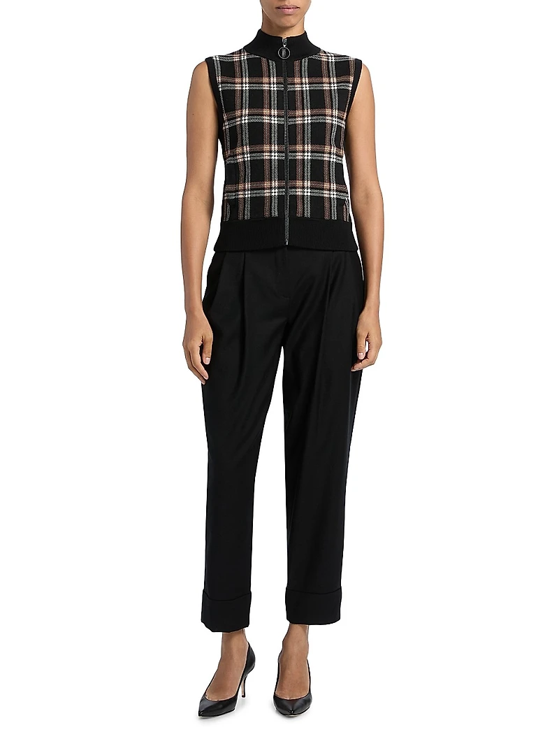 Plaid Jacquard Knit Cardigan