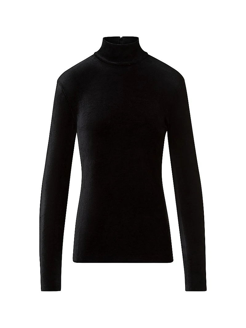 Velvet Jersey Turtleneck Top