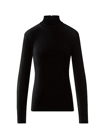 Velvet Jersey Turtleneck Top