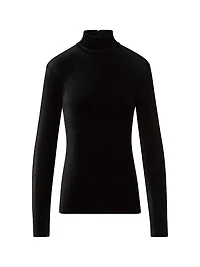 Velvet Jersey Turtleneck Top