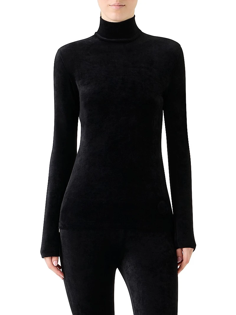 Velvet Jersey Turtleneck Top