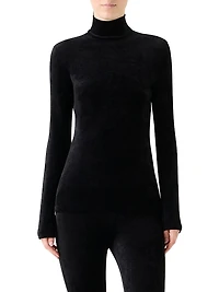 Velvet Jersey Turtleneck Top
