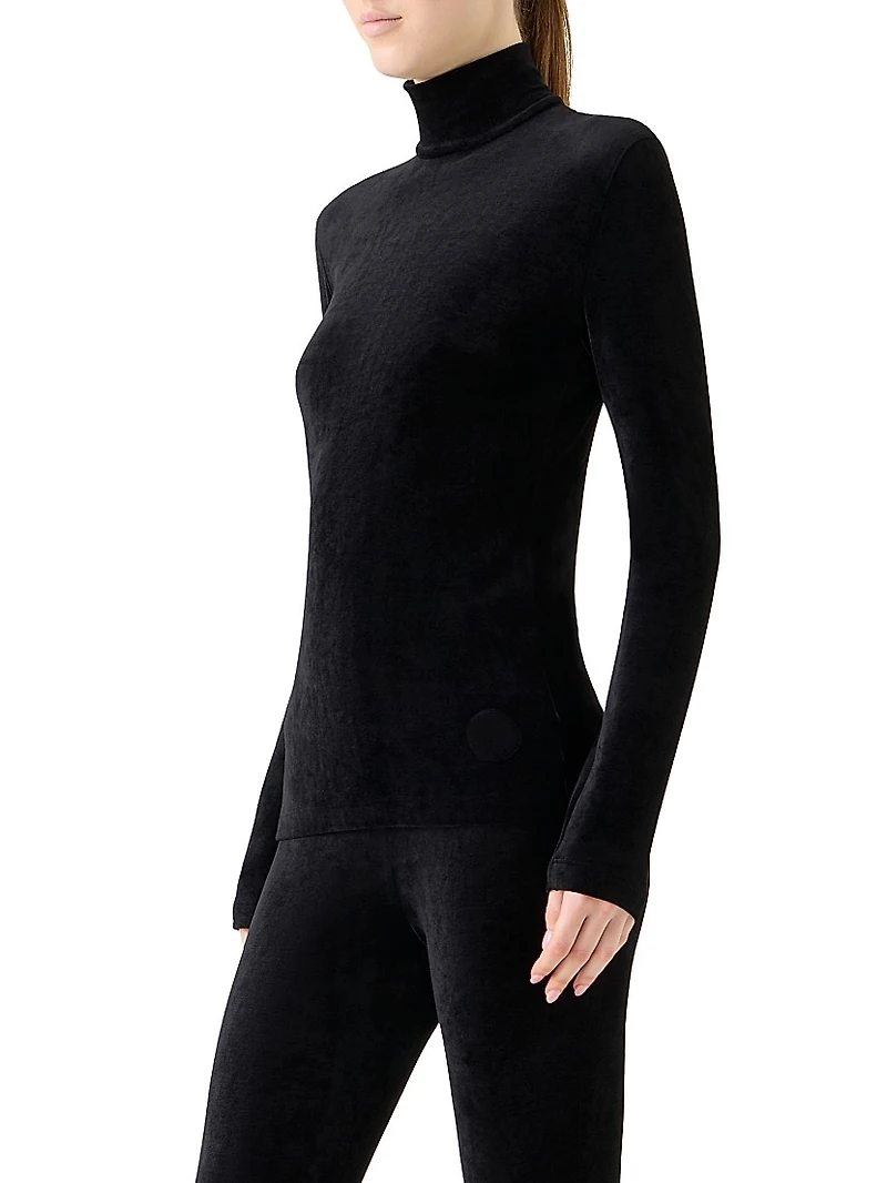 Velvet Jersey Turtleneck Top