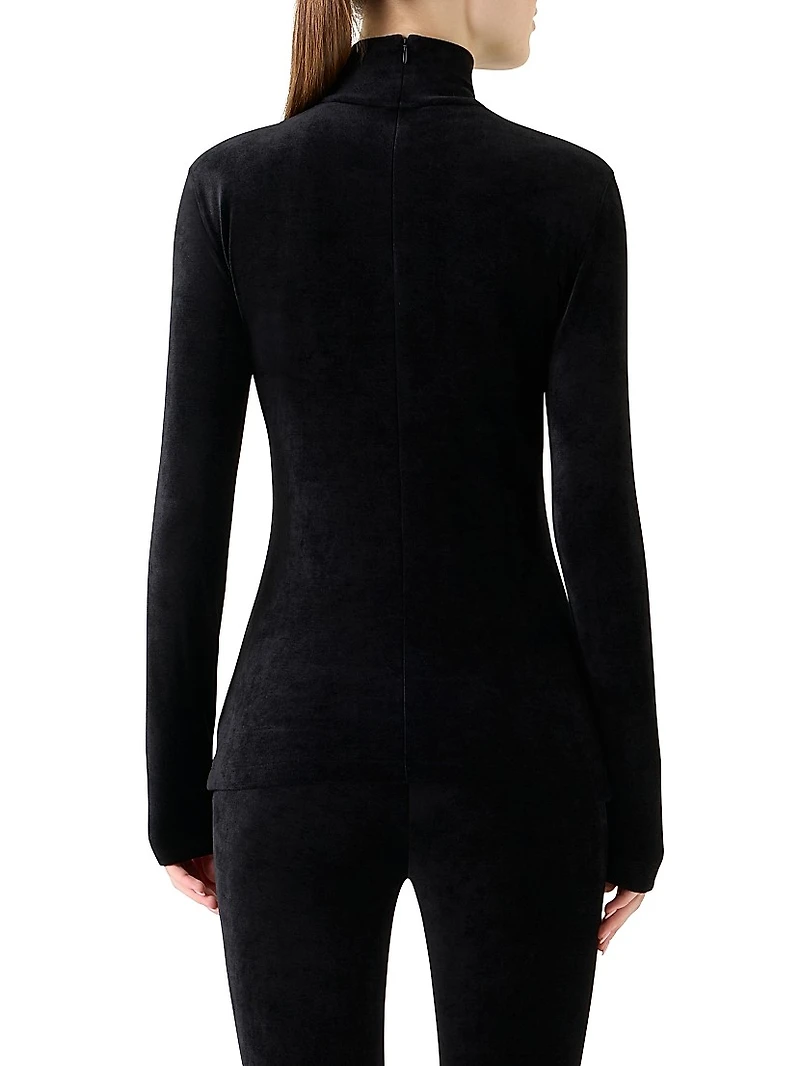 Velvet Jersey Turtleneck Top