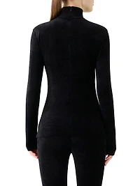 Velvet Jersey Turtleneck Top