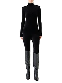 Velvet Jersey Turtleneck Top
