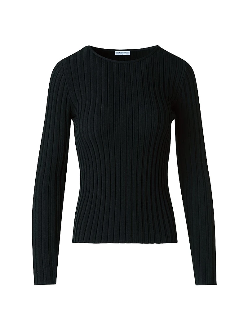 Rib-Knit Wool Sweater