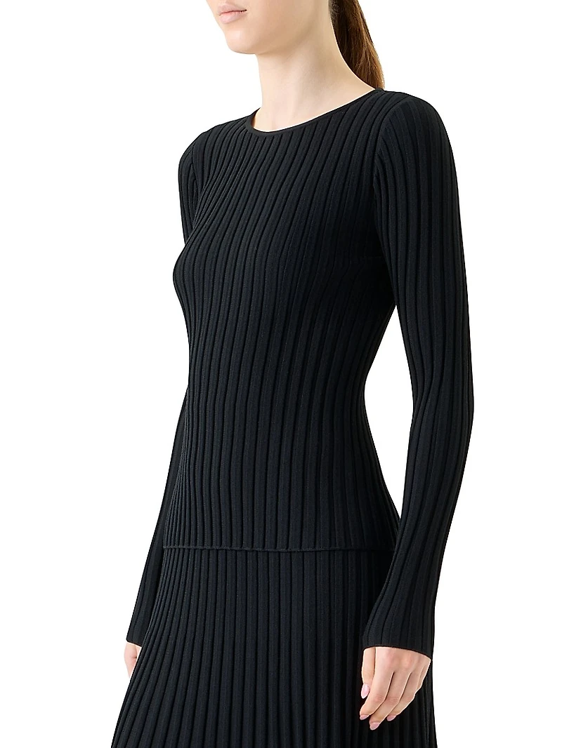 Rib-Knit Wool Sweater