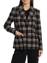 Plaid Wool Tricotine Tweed Blazer