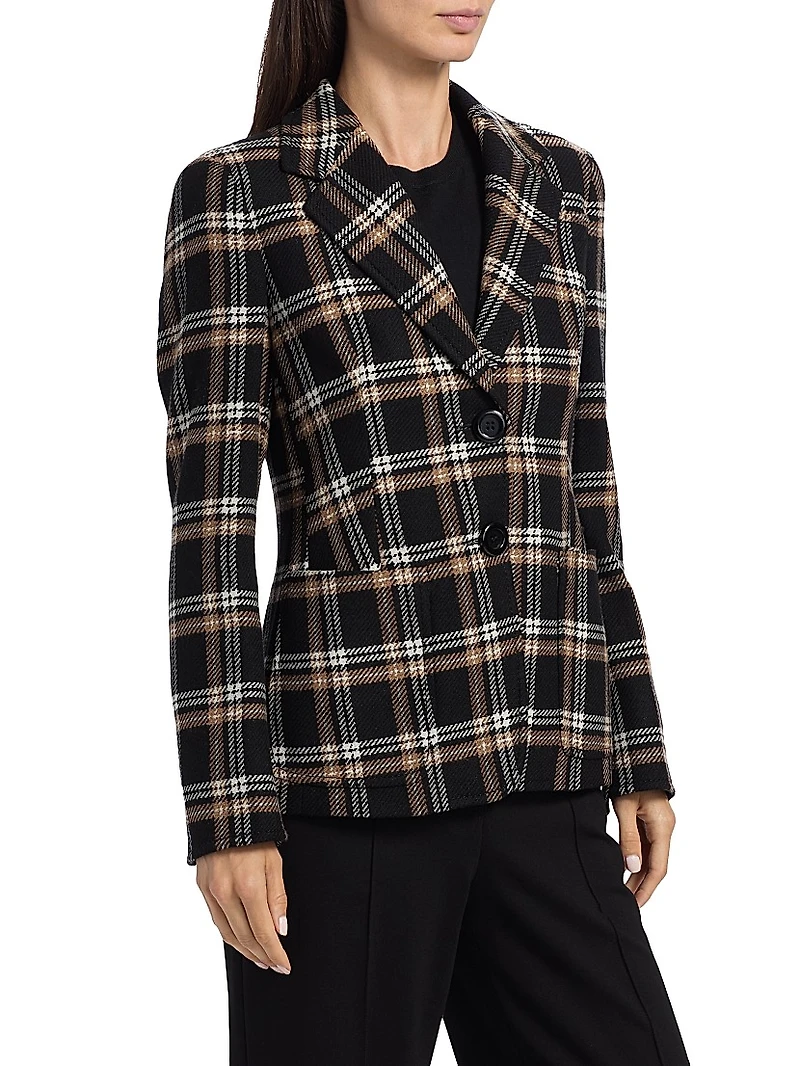 Plaid Wool Tricotine Tweed Blazer