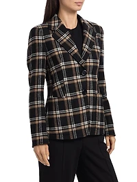 Plaid Wool Tricotine Tweed Blazer