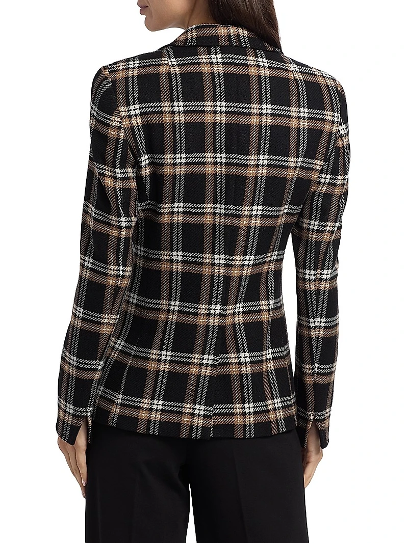 Plaid Wool Tricotine Tweed Blazer