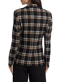 Plaid Wool Tricotine Tweed Blazer