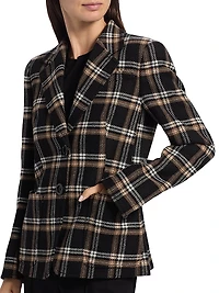 Plaid Wool Tricotine Tweed Blazer