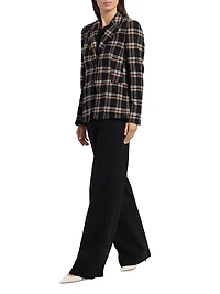 Plaid Wool Tricotine Tweed Blazer