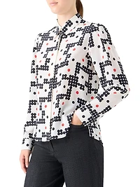 Dot Grid Crêpe de Chine Shirt