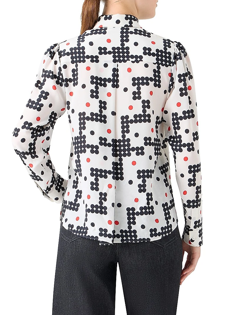 Dot Grid Crêpe de Chine Shirt