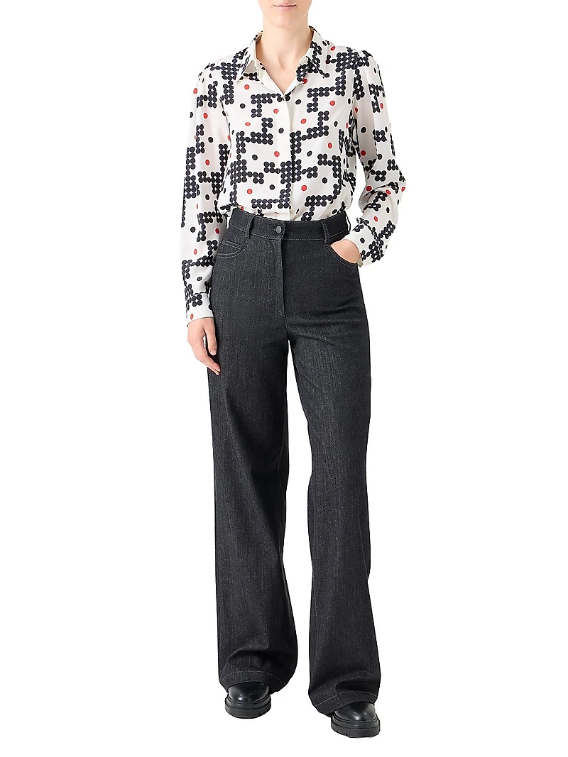 Dot Grid Crêpe de Chine Shirt