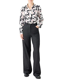 Dot Grid Crêpe de Chine Shirt