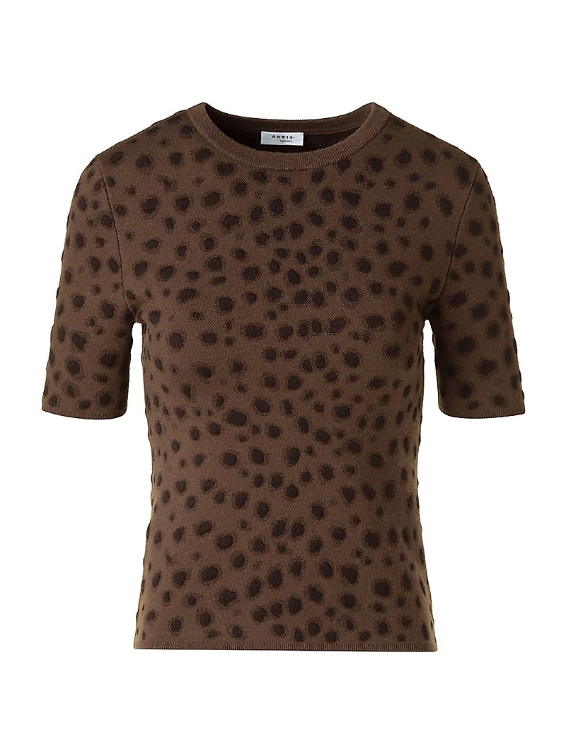 Cheetah Jacquard Virgin Wool-Blend Top