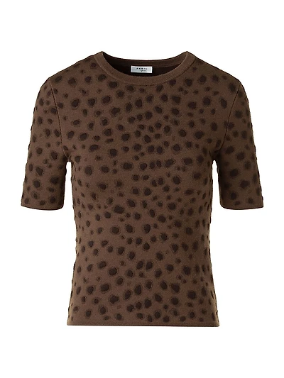 Cheetah Jacquard Virgin Wool-Blend Top