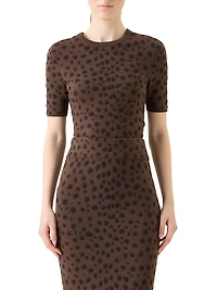 Cheetah Jacquard Virgin Wool-Blend Top