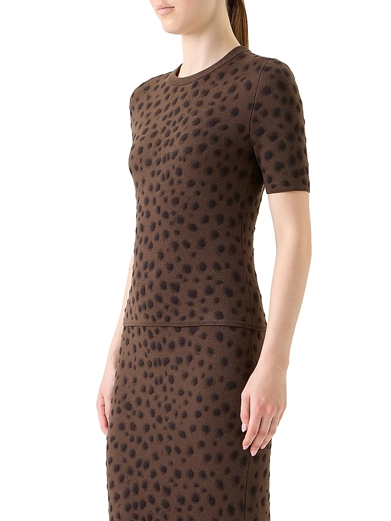 Cheetah Jacquard Virgin Wool-Blend Top