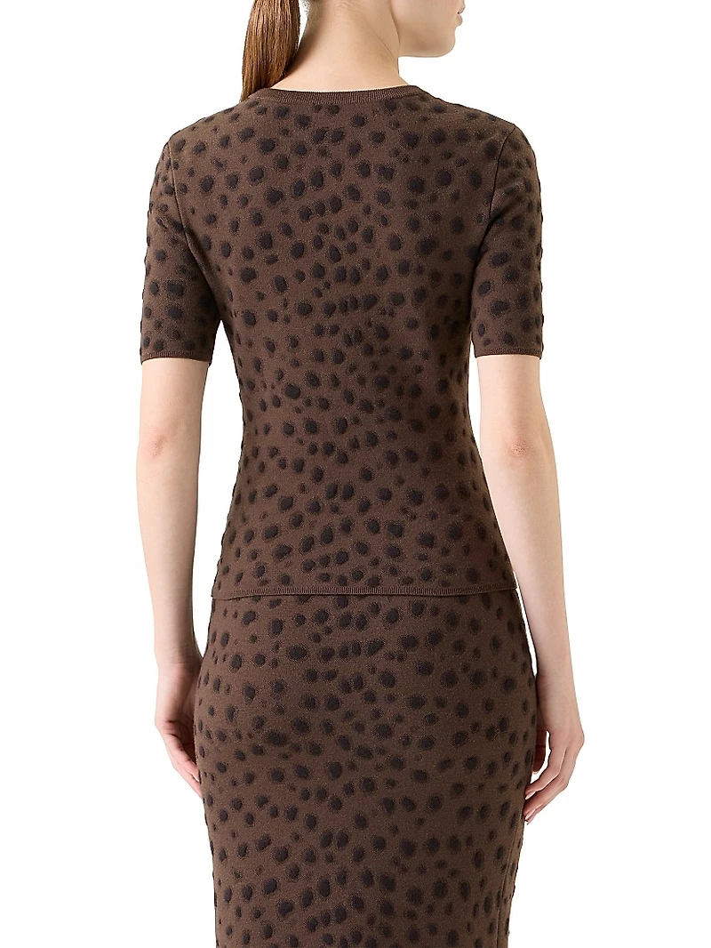 Cheetah Jacquard Virgin Wool-Blend Top