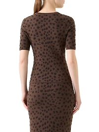Cheetah Jacquard Virgin Wool-Blend Top