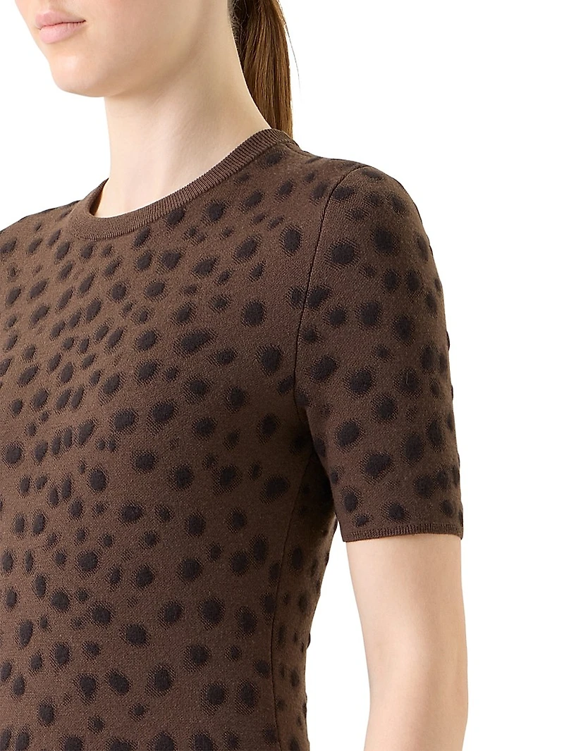 Cheetah Jacquard Virgin Wool-Blend Top