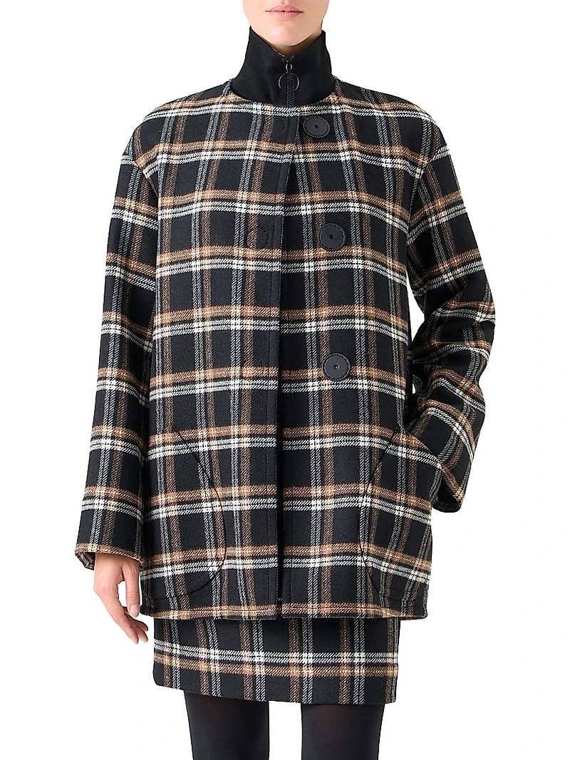 Plaid Double-Faced Wool Coat