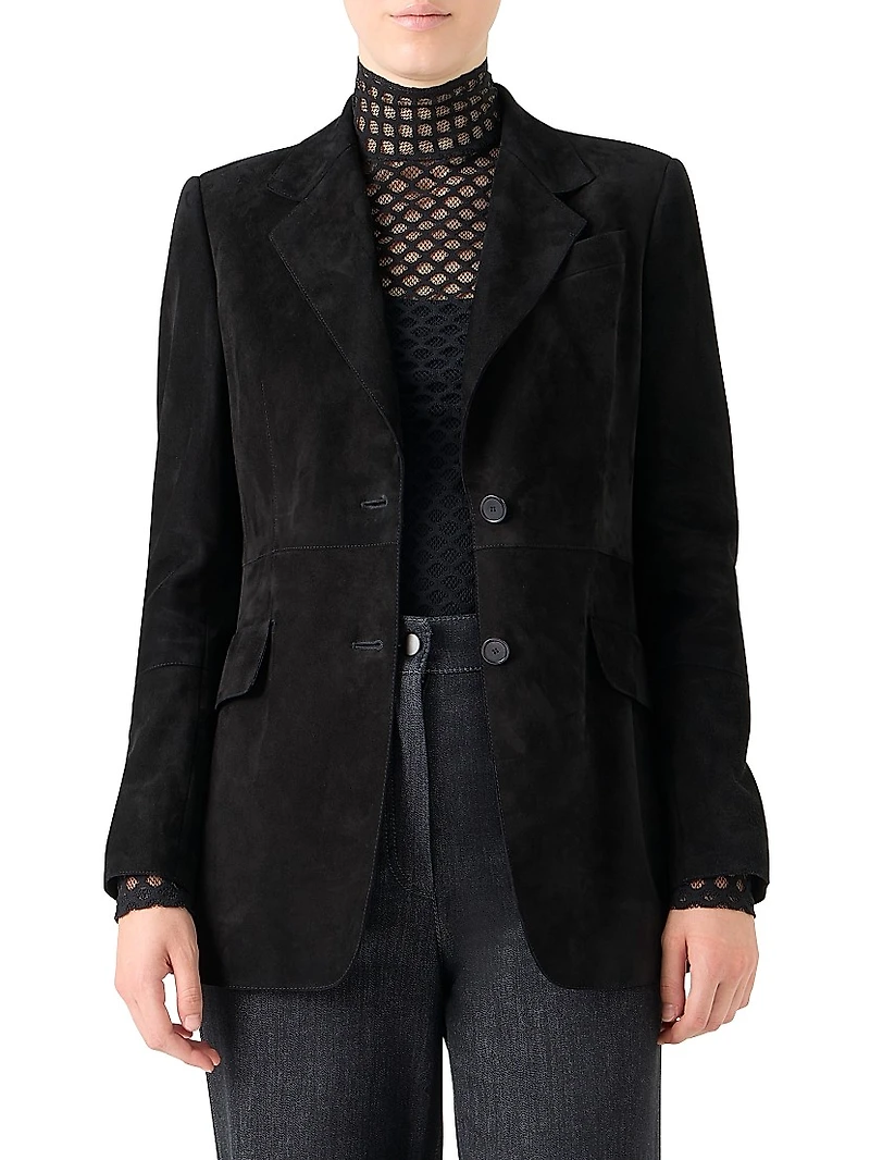 Suede Two-Button Blazer