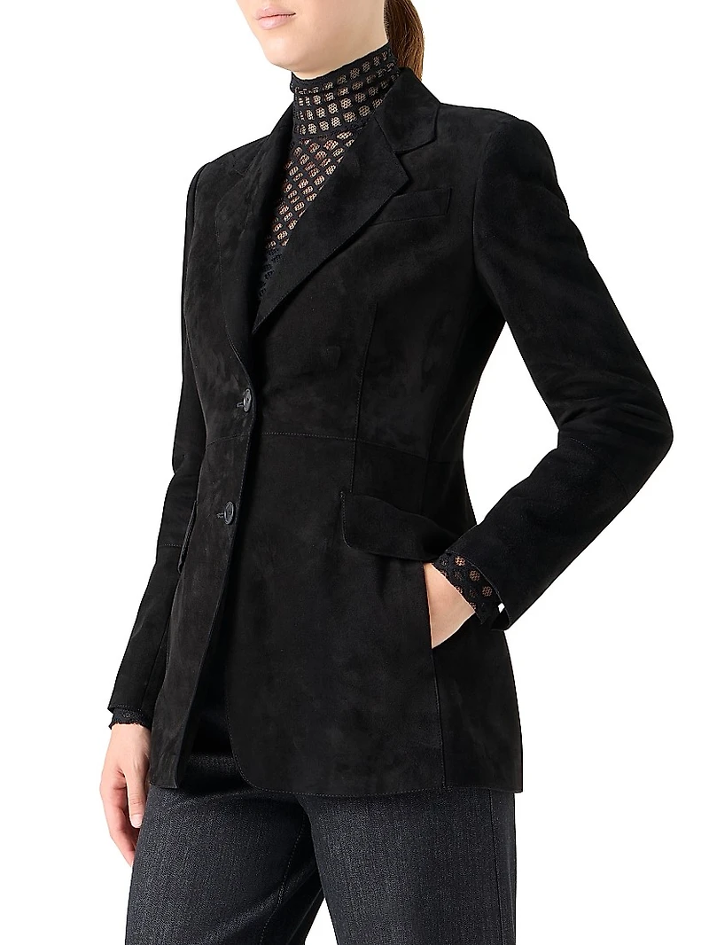 Suede Two-Button Blazer